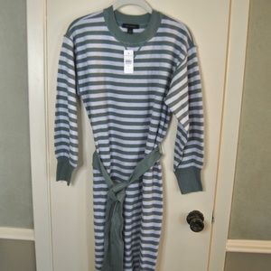 Ann Taylor Striped Belted Sweater Dress